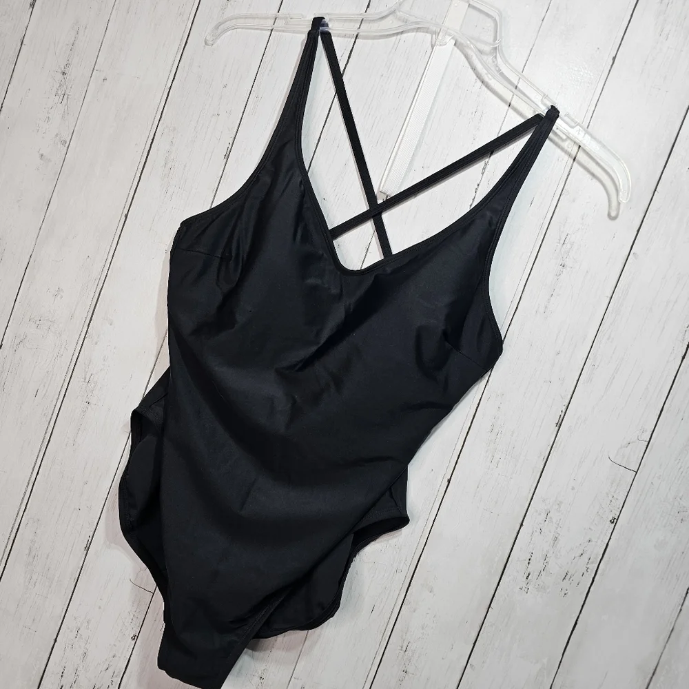 NWT Sunsets Swimwear Women's Black Convertible Back Swimsuit Size XL One Piece. - Picture 2 of 7